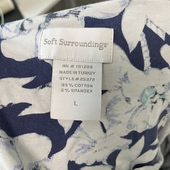 *Soft Surroundings Tropical Floral Faux Wrap Short Sleeve Stretch Dress sz Large - Picture 6 of 6